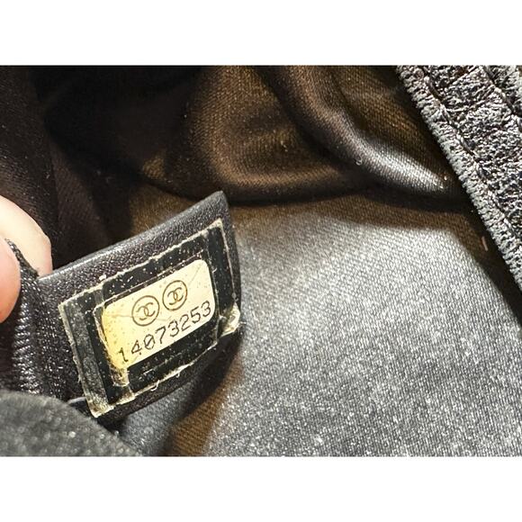 CHANEL Frozen Black Vinyl Quilted Large Chain Strap Shopping Tote Bag - Picture 8 of 11